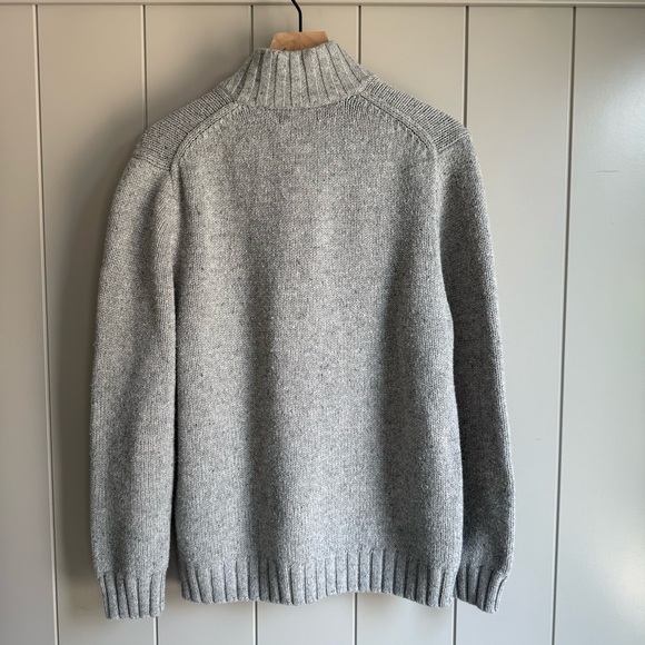 Nautica Men's Sweater Size L Gray Wool Blend Four Button Mock Neck Logo Pullover - Picture 11 of 11